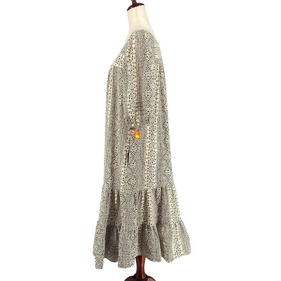 Vtg 80s 90s NOS Two Potato Artsy Midi Tiered Muumuu Dress M Resort Wear Cotton - Picture 4 of 16